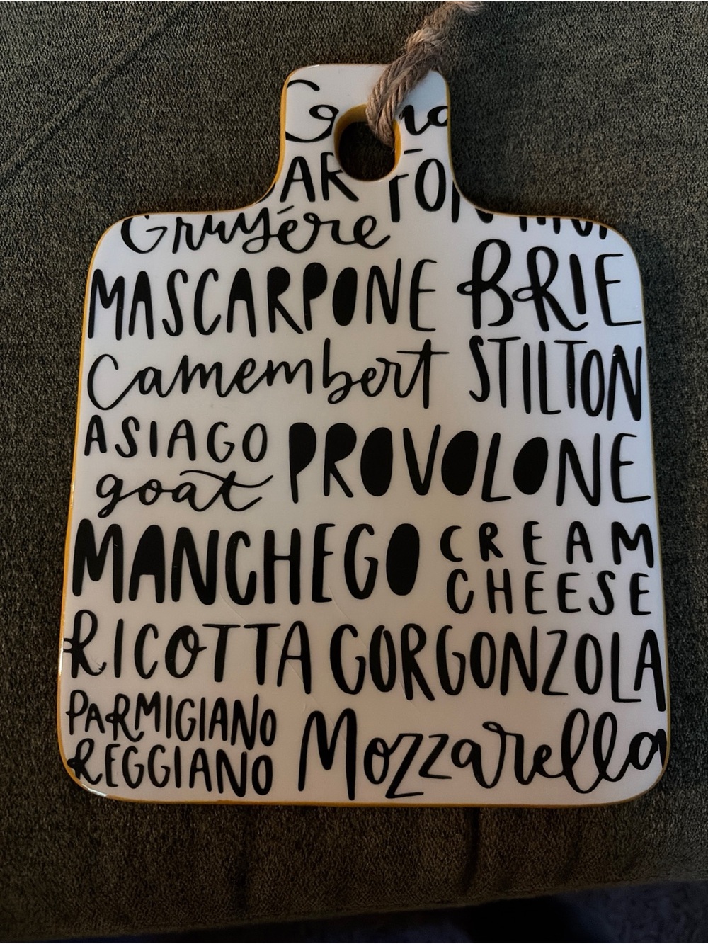 Cheese Board Serving Paddle - White with Black Script charcuterie plate